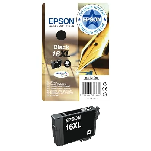 Offre limitée : Epson 16XL Stylo Plume Noir, Cartouche d'encre d'origine XL Haute capacité, WF-2010W WF-2510WF WF-2520NF WF-2530WF WF-2540WF WF-2630WF WF-2650DWF WF-2750DWF WF-2660DWF WF-2760DWF de 26.99 EUR à 26.99 EUR (remise 0%)