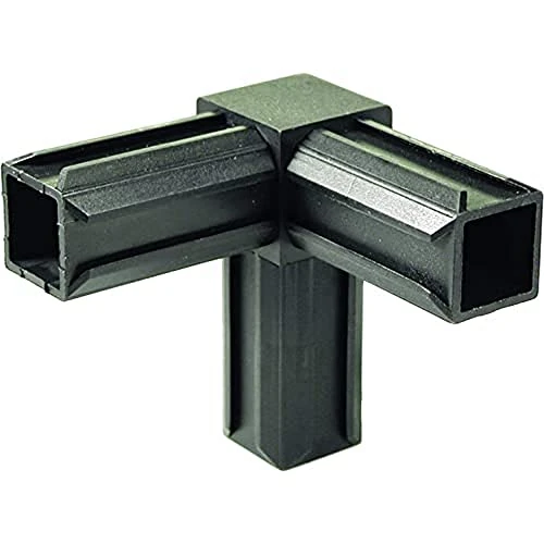 Alberts 859817 Racor para tubos XD, 90° con una salida suplementaria a ángulo recto, Plástico, negro, 20 x 20 x 1,5 mm, Juego de 10