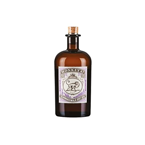 Monkey 47 Schwarzwald Dry Gin – Harmonischer Ultra Premium Gin mit Wacholderaroma & frischen Zitronen- und Fruchtnoten – 1 x 0,5 L | 500 ml (1er Pack)