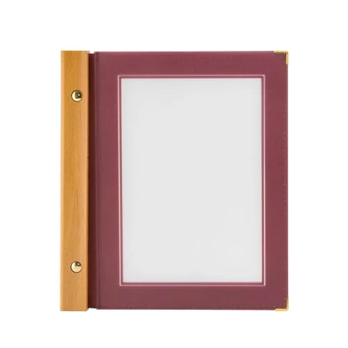 Securit Wood A5 wijnkaart incl. 2 dubbele inleg voor kaart (voor 4 pagina's A5), wijnrood