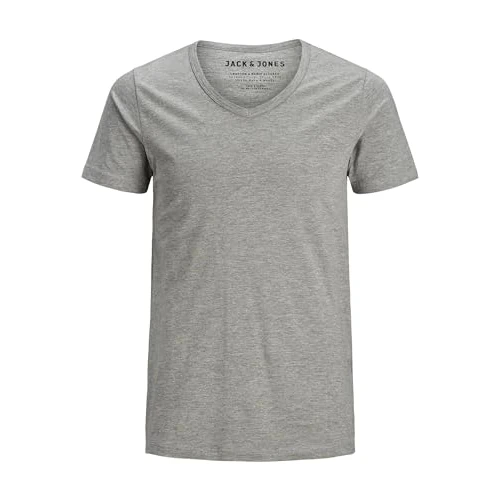 Offre limitée : JACK & JONES Homme Basic V-neck T-shirt, Gris (Light Grey Melange), XXL EU de 17.99 € à 17.99 € (0.00% de remise)