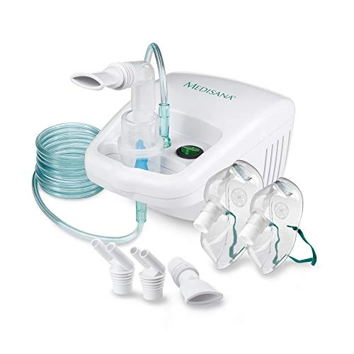 Offerta a tempo: medisana IN 500 inalatore, nebulizzatore a compressore con boccaglio e maschera per adulti e bambini — 19% da 46,46 € a 37,46 €