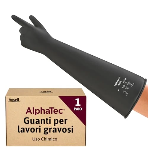 Offre limitée : Ansell AlphaTec 87-108 Gants de Protection Chimique en Latex, avec Manchette Longue (61cm), Très Résistants à l'Abrasion et Réutilisables, Sécurité Industrielle, Noir, Taille L (1 Paire) de 19.99 € à 19.99 € (0.00% de remise)