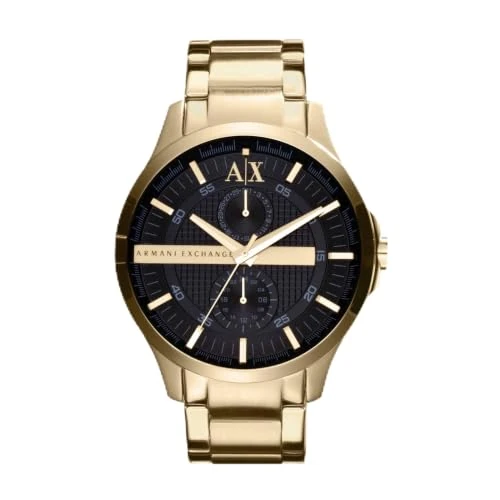 Oferta limitada: Armani Exchange Relojes de hombre, Movimiento de cuarzo multifunción y caja de 44 mm con correa de acero inoxidable, Tono dorado y negro azabache de 149.00 € a 48.70 € (ahorro 67%)