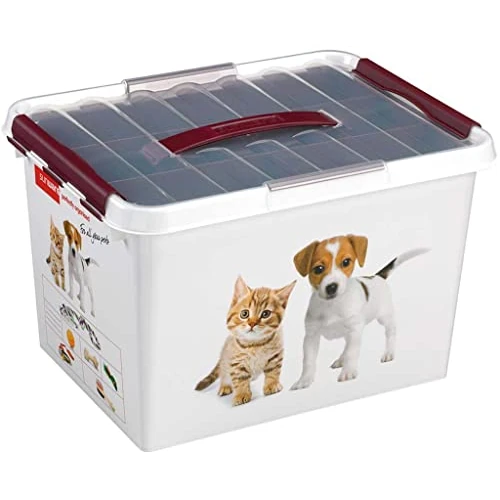 Offerta a tempo: Sunware Q-line Porta Crocchette Cane 22L con Vassoio – 40x30x26cm – Contenitore Cibo Cani e Gatti – Impilabile Bianco Bordeaux - 0.00% da 31.88 € a 31.88 €