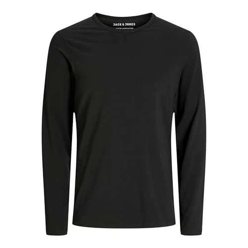 Jack & Jones Jones - Jersey básico de Manga Larga con Cuello Redondo para Hombre, Color Black c n 010, Talla 2XL