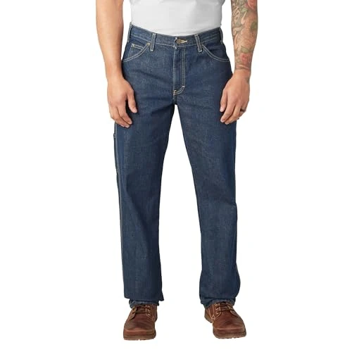 Dickies Heren Denim Utility Jean Relaxed Casual Broek, Gespoeld Indigo Blauw, 40W / 34L