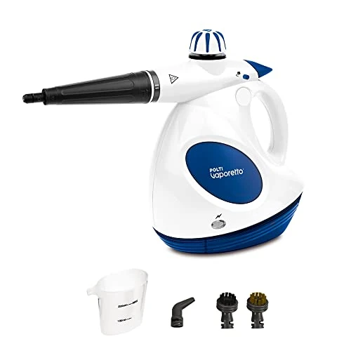 Offerta a tempo: Polti Vaporetto First Pistola a Vapore con Caldaia e Tappo di Sicurezza, 3 bar, 5 Accessori, Colore Bianco e Blu — 41% da 79,00 € a 46,94 €