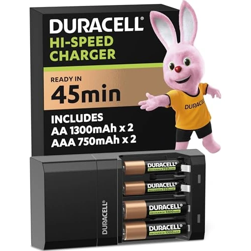 Offerta a tempo: Duracell Caricabatterie Rapido 45 Minuti - Confezione da 1 | Caricatore Universale per Pile AA, AAA - 0.00% da 31.99 € a 31.99 €