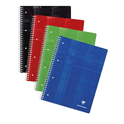 Clairefontaine 8252C Lot de 5 Cahiers à Spirale Studium - A4+ 22,5x29,7 cm - 160 Pages Détachables Perforées Petits Carreaux - Papier Blanc 90 g - Couverture Carte Pelliculée - Couleurs Aléatoires