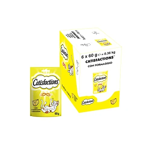 Catisfactions Premios para Gatos, Sabor Queso (Pack de 6 x 60g)