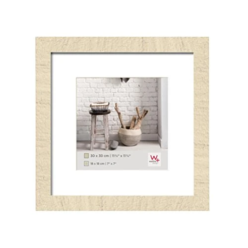 walther design Marco de Fotos Crema Blanco 30 x 30 cm con passepartout, Marco de Madera Home HO330W