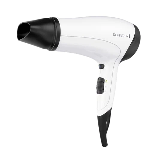 Remington Secador de Pelo Power Volume, Iónico, 2000 W, Concentrador y Difusor, 3 Temperaturas, 2 Velocidades, Función Eco, Rejilla Cerámica, Gancho Para Colgar, Rejilla Trasera Desmontable, D3015
