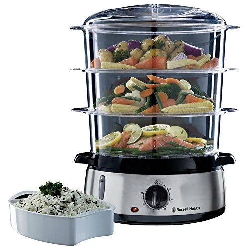 Offerta a tempo: Russell Hobbs Vaporiera 9,0 l - Multicottura: 3 contenitori per cottura a vapore lavabili in lavastoviglie - Ciotola per Riso; 6 portauova; timer 60 minuti; Spegnimento automatico; No BPA, 19270-56 - 44% da 55.00 € a 30.99 €