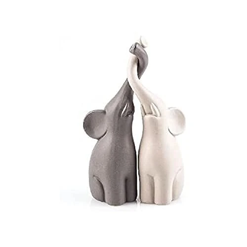 Limitiertes Angebot: pajoma® Verliebte Elefanten 2er-Set aus Keramik | Höhe 25,5 cm - Harmonisches Pärchen in Beige & Grau | Tierfigur Dekoration, Dekofigur, Tischdeko für Küche, Bad, Wohn- und Schlafzimmer von 15.99 EUR auf 15.99 EUR (Spare 0%)