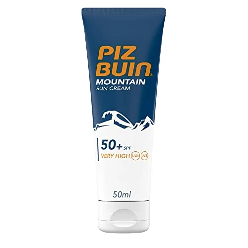 PIZ BUIN Mountain Crema Solare Viso SPF 50+ per sole, freddo e vento ad alta quota, Protezione solare viso 50 + molto alta, Crema SPF 50+ con filtro solare UVA/UVB, 50 ml