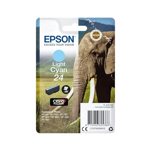 Epson 24 Serie Elefante Cartuccia Getto d'Inchiostro, Ciano Chiaro