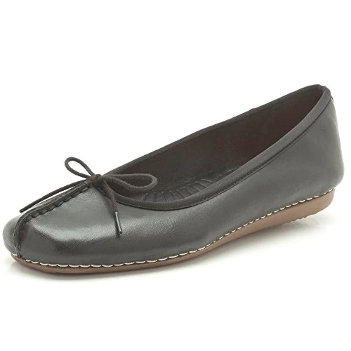 Clarks Women's Freckle Ice Ballet Flats, Black Leather, 3.5 UK