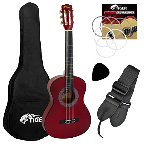 Offerta a tempo: TIGER Music Set Chitarra Classica 3/4, colore Rosso - 15% da 63.99 € a 54.39 €