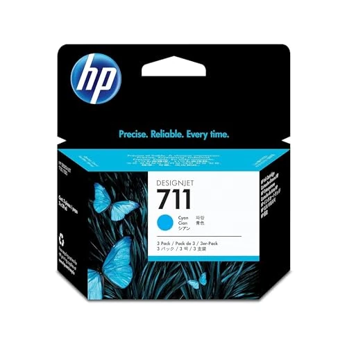 HP 711 CZ134A Cian, Paquete de 3 Cartuchos de Tinta Original HP DesignJet de 29ml, para Impresoras Plotter de Gran Formato HP DesignJet T120, T125, T130, T520, T525, T530 y Cabezal de Impresión HP 711