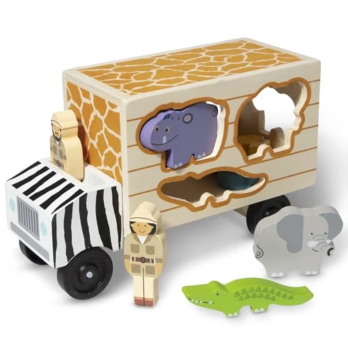 Offerta a tempo: Melissa & Doug Camion per il Soccorso degli Animali da Safari, Giocattolo Educativo in Legno, Set in Legno per la Classificazione delle Forme, 2+ Anni, Regalo Bambini Bambine, Montessori - 40% da 11.11 € a 6.62 €