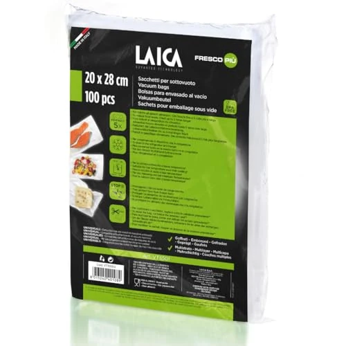 Offerta a tempo: Laica VT3501 Confezione da 100 Sacchetti sottovuoto per alimenti Formato 20 x 28 cm - 13% da 19.90 € a 17.31 €