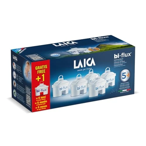 Limited-time offer: LAICA Bi-Flux Water Filter Cartridges 6 Pack (6 Months Supply), Preserves Mineral Salts While Reducing Chlorine & Heavy Metals & Reduces Hardness in Tap Water - from 28.10 GBP to 28.10 GBP (save 0%)