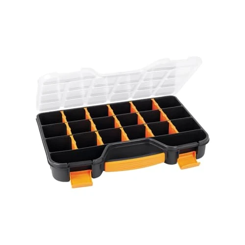 Tijdelijke aanbieding: Perel Assortimentsdoos leeg, organizer, sorteerdoos voor schroeven, assortimentsdoos, koffer, gereedschapskist, transparant deksel, 16 uitneembare tussenschotten, stapelbaar, 415 x 286 x 61 mm, van 7.99 € naar 7.99 € (0.00% korting)