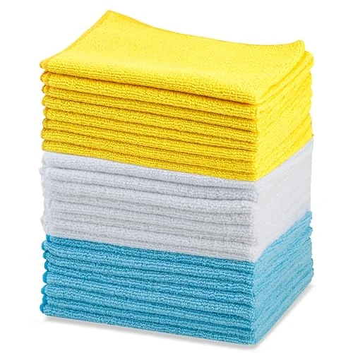 Amazon Basics Microfibre Chiffon de nettoyage, Lot de 24, Multi, Unie, 40.5 x 30.5 cm