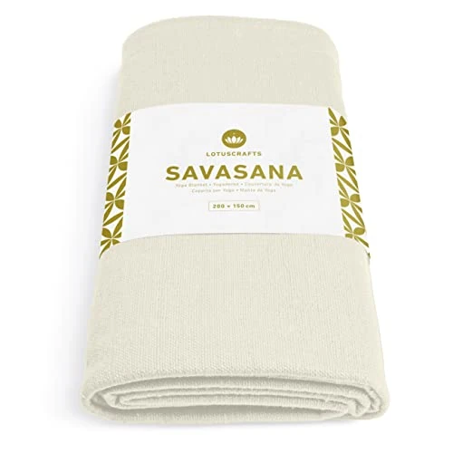 Offerta a tempo: Lotuscrafts Coperta yoga in cotone biologico, resistente e durevole, coperta da meditazione, coperta yoga, 200 x 150 cm - 0.00% da 49.99 € a 49.99 €