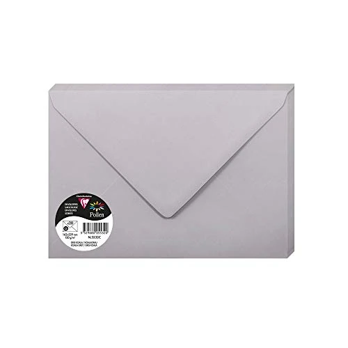 Clairefontaine 5532C – verpakking met 20 enveloppen, formaat C5, 16,2 x 22,9 cm – 120 g/m² – kleur: koala grijs – uitnodiging en briefwisseling – pollen-serie – premium papier glad