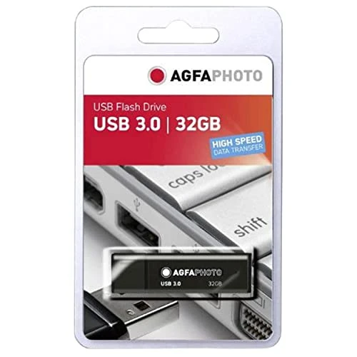 AgfaPhoto USB 3.0 32GB Flash Drive Nero - Memoria USB Veloce e Affidabile