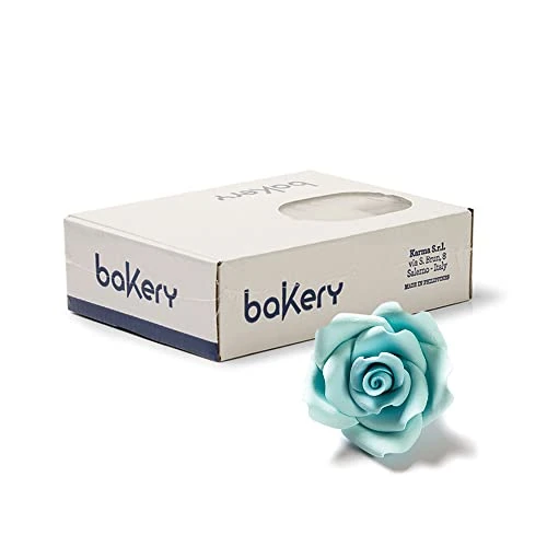 Decora 0500250 24 Sugar Decoration Big Rose Light Blue