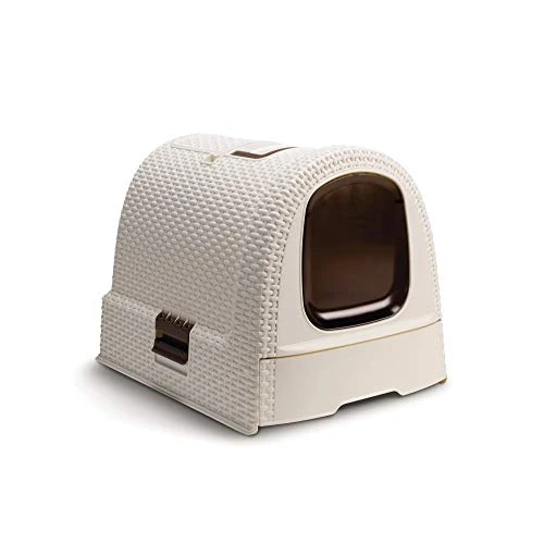 Limited offer: Curver Petlife Style- Hooded Litter Box- Scoop + Filter- Creme-White, Large from 56.53 EUR to 36.45 EUR (save 36%)