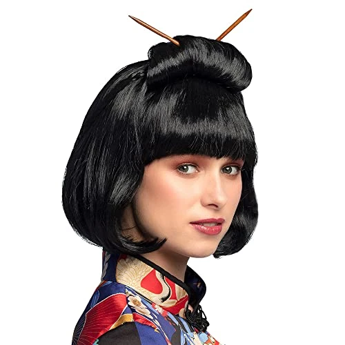Oferta limitada: Boland 86417 - Peluca China mujer para adultos, pelo sintetico negro con bastoncillos, peinado para disfraces, carnaval y fiesta tematica de 14.99 € a 14.99 € (ahorro 0.00%)