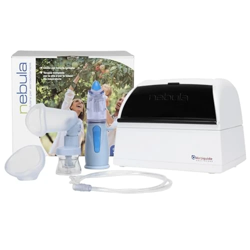 Offerta a tempo: Air Liquide Healthcare, NEBULA, Sistema Completo per Aerosolterapia per Adulti e Bambini, Dotato di RINOWASH, NEBULA SPACER e Maschera Pediatrica, Ideale per tutta la Famiglia, Terapia Completa - 12% da 96.84 € a 84.80 €