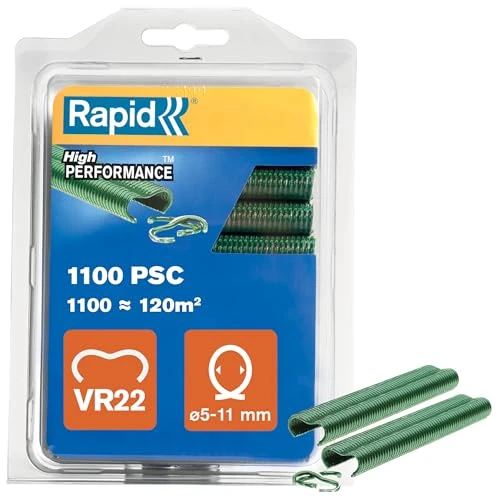Rapid VR22 Grapas Galvanizadas para Cercas y Vallas reforzadas con PET Verde, Aptas para Vallados de 5-11mm, Ideal para Jaulas y Cercados, 1100 Unidades, Blíster (40108807)