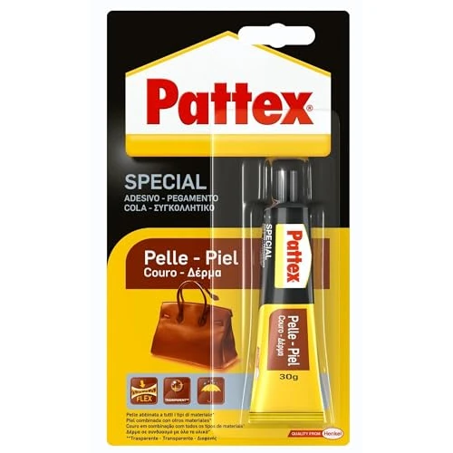 Offerta a tempo: Pattex Special Pelle, Adesivo per la Riparazione di Pelle e Cuoio: Cinture, Borse, Scarpe, Portafogli, Giacche, Ottima Presa ed Elasticità, Flessibile, Trasparente, 30g - 39% da 9.78 € a 6.00 €