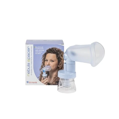 Offerta a tempo: Air Liquide Healthcare, NEBULA SPACER, Ampolla con Maschera per Pazienti Cooperanti (6> anni), Terapia delle Basse Vie Respiratorie, Compatibilità Universale con tutti gli Aerosol di tipo pneumatico - 6% da 16.34 € a 15.42 €