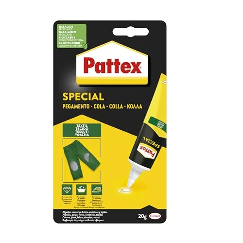 Pattex Special Pegamento Textil, pegamento fuerte resistente al lavado y al planchado, pegamento para tela y tejidos como el cuero o el tejano, secado rápido, transparente, 20 g.