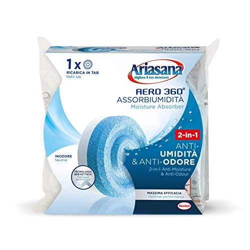 Ariasana Aero 360° Ricarica TAB Inodore per Dispositivo Aero 360° Kit, Assorbi Umidità che neutralizza i cattivi odori e assorbe l'umidità in casa, Ariasana ricarica con 1 Tab da 450 g