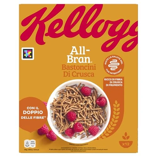 Offerta a tempo: Kellogg's All-Bran Fibre Plus | Bastoncini di Crusca | Ricco di Fibra di Crusca di Frumento | Perfetto con Frutta Fresca | Confezione Singola da 500g (1 x 500g) - 37% da 4.59 € a 2.89 €