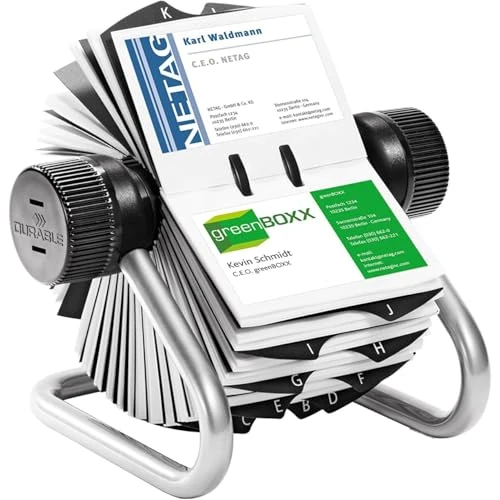 Limited-time offer: Durable Visifix Rotary Business Card Holder - Holds up to 400 Cards - Includes 25 Tab A-Z Index - Made from Metal - Silver from 49.19 £ to 49.19 £ (save 0.00%)