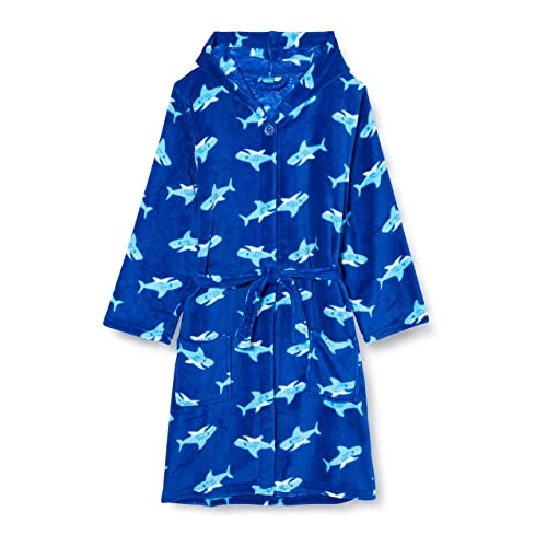 Limited-time offer: Playshoes Unisex Kids Fleece bathrobe shark Homewear bathrobe, Blue (Original), 98-104 from 38.69 GBP to 38.69 GBP (save 0%)