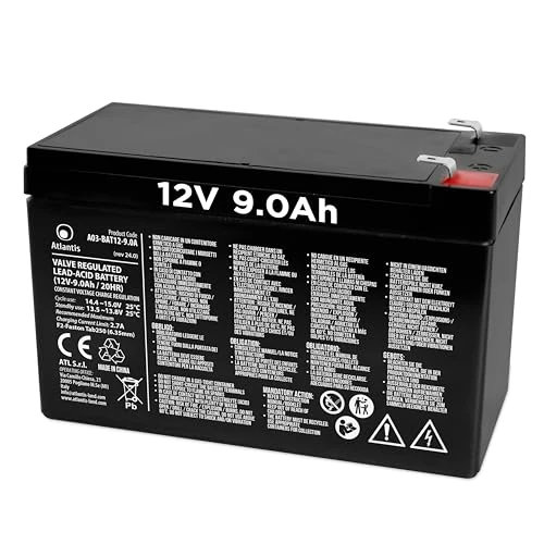 Offerta a tempo: Atlantis batteria piombo 12v 9 ah ermetica (VRLA), adatta per UPS Gruppi di Continuità, Videosorveglianza, Sistemi di allarme, mobilità elettrica, giocattoli, attacco faston F2 6,3mm, A03-BAT12-9.0A - 0.00% da 29.90 € a 29.90 €