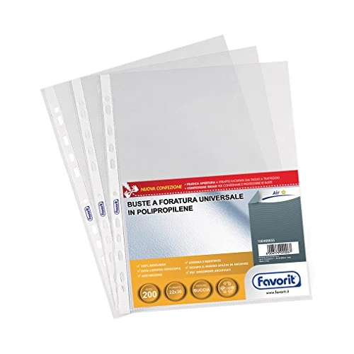 Offerta a tempo: Favorit 100460055 Buste Foratura Universale, Formato Interno 22 x 30 cm — 7% da 10,95 € a 10,20 €