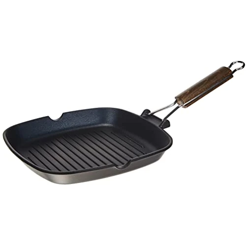 Offerta a tempo: Home Delizia Bistecchiera, Rivestimento Antiaderente con Manico Pieghevole, Quadrata, Alluminio Pressofuso, Nero, 26 x 26 cm - 52% da 20.06 € a 9.64 €