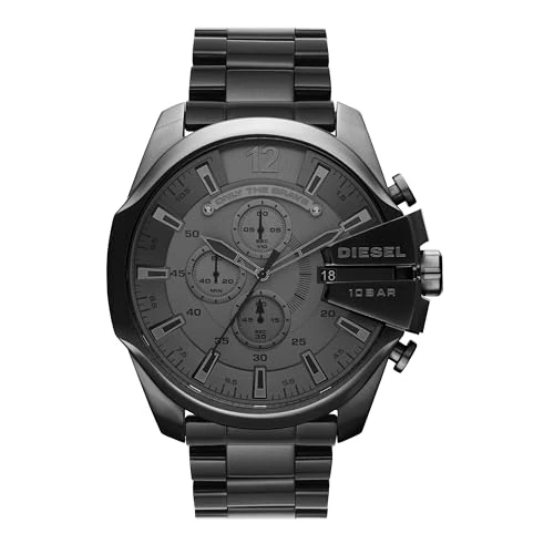 Oferta limitada: Diesel Reloj Mega Chief para Hombre, Movimiento cronógrafo con correa de acero inoxidable, Tono plateado y gris oscuro, 51 mm de 309.00 € a 205.46 € (ahorro 34%)