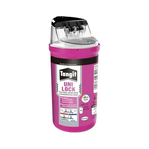 Offerta a tempo: Tangit Uni-Lock, Filo sigillante per tubature in metallo e plastica, Sigillaraccordi riposizionabile per tubi fino a 4’’, Tangit filo per tubi flessibili e rigidi, 1x80m - 15% da 13.90 € a 11.81 €