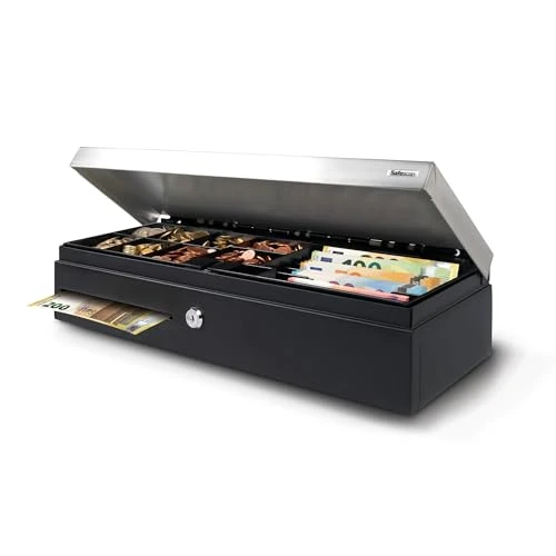 Limited-time offer: Safescan SD-4617S Flip-Top Cash Drawer That Safely Stores Your Cash - Till Drawer with 6 Note and 8 Coin Slots - Cash Till with RJ-12 Connection - Solid Cash Register Drawer of 46 X 17 X 10 cm from 129.60 £ to 119.22 £ (save 8%)